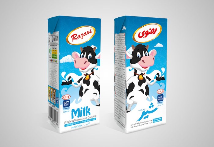 بسته بندی شیر استریل 200 رضوی