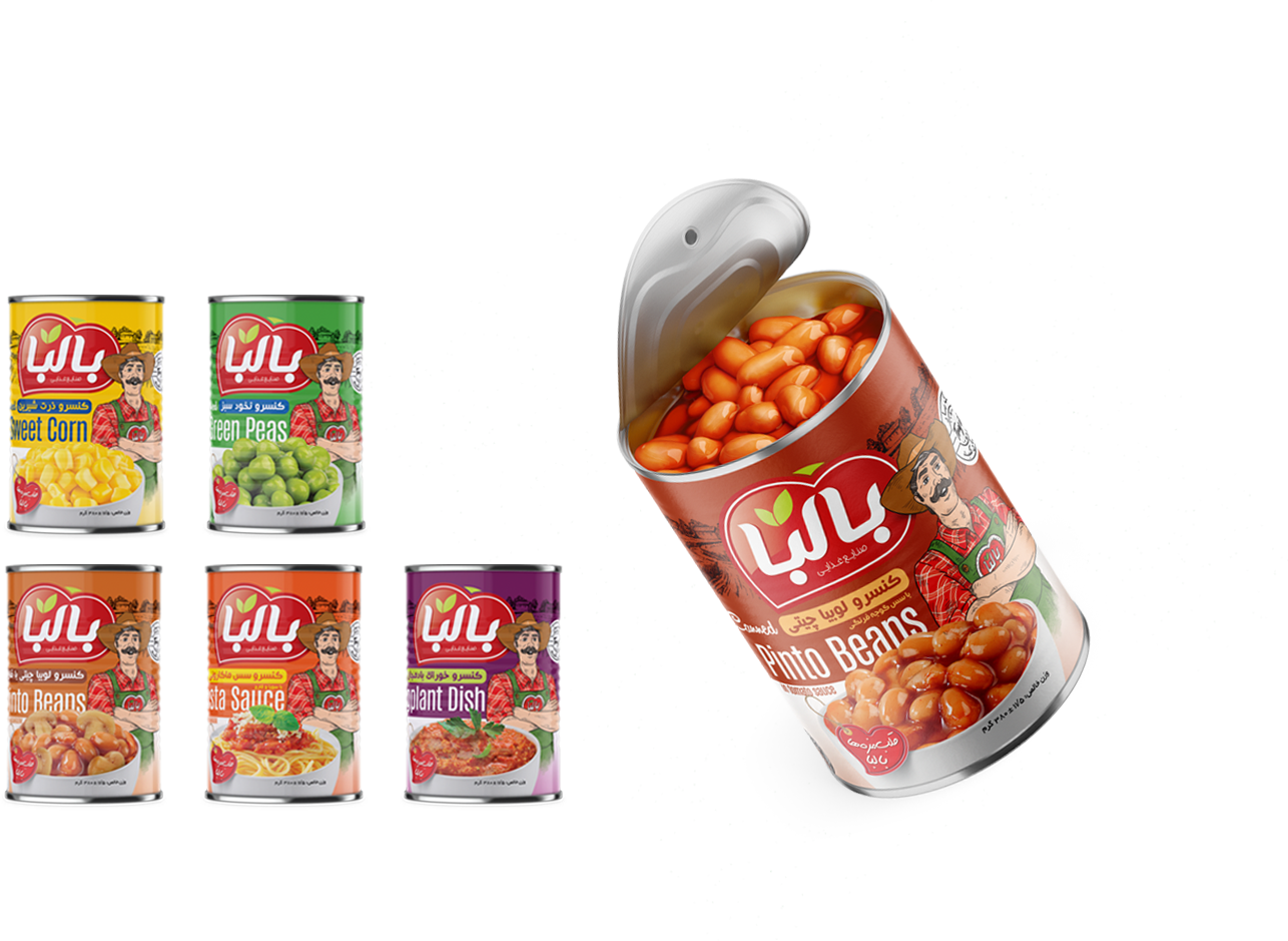 طراحی لیبل کنسروجات بالبا