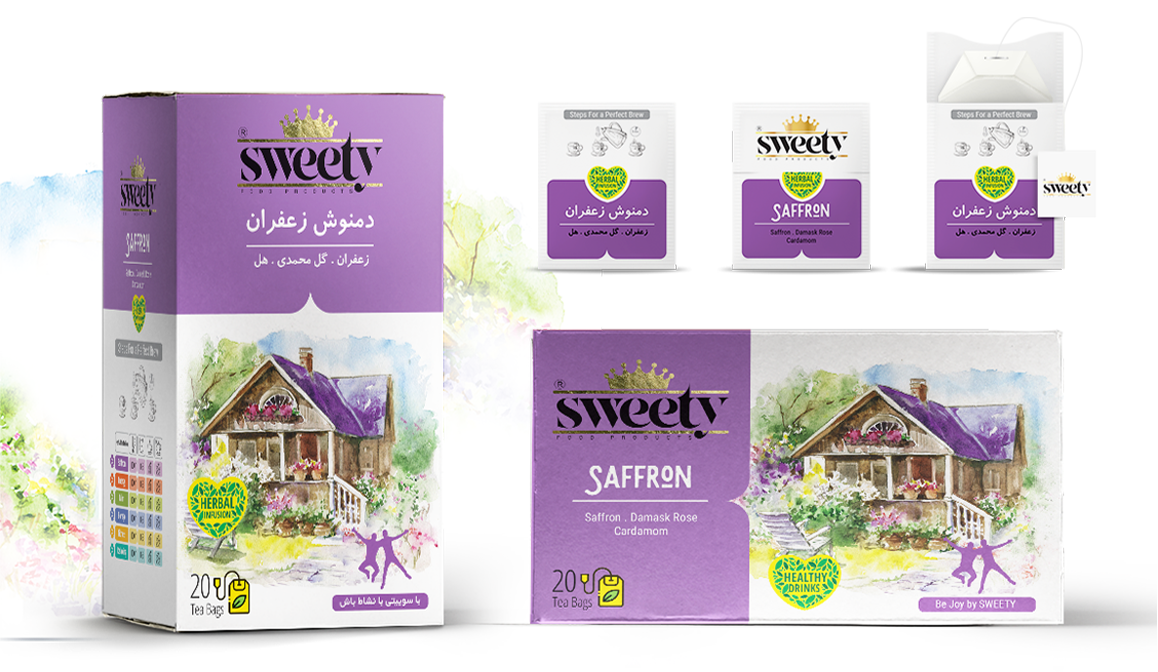 طراحی بسته بندی دمنوش زعفران