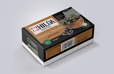 طراحی بسته بندی خرما - کارتن بسته بندی خرما- طراحی بسته بندی جعبه خرما هیلدا