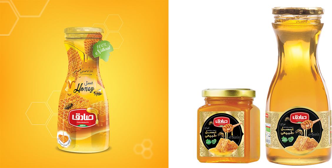 طراحی بسته بندی عسل صادق - طراحی لیبل عسل