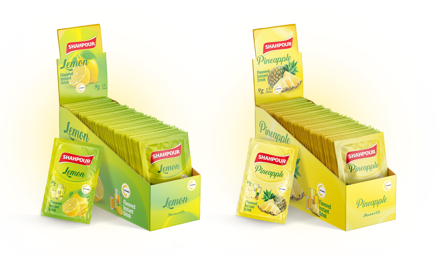 طراحی پودر نوشیدنی با طعم های آناناس و لیمو